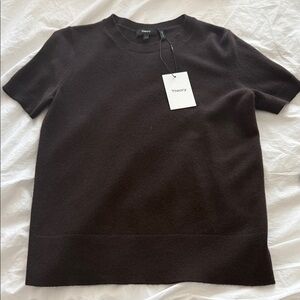 Theory Brown Short Sleeve Cashmere Top Size Small Brand New w/Tags